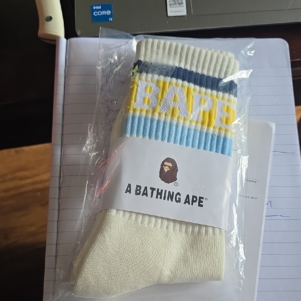 Cream and Blue Casual Socks